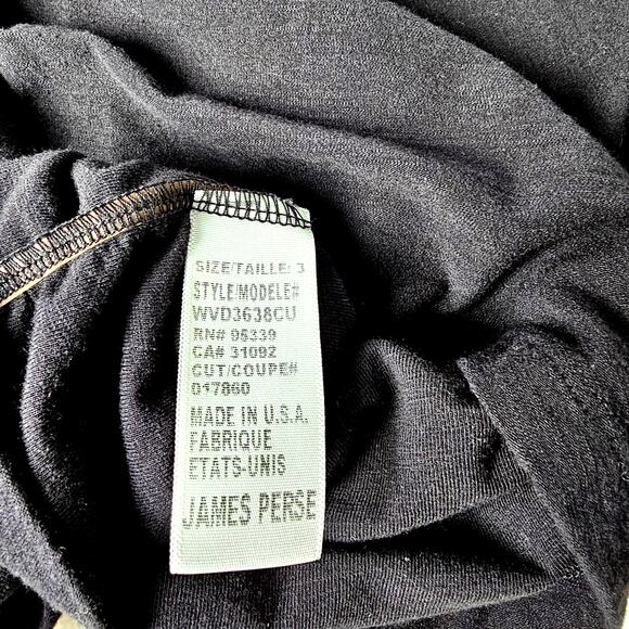 James Perse Black Cotton Tank Top Women’s 3 Ruched Side Stretch Knit USA Casual - Picture 8 of 9